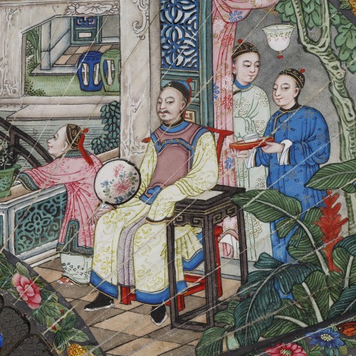 Objets de Vitrine  - Éventail double face, gouache et argent doré Chine XIXe