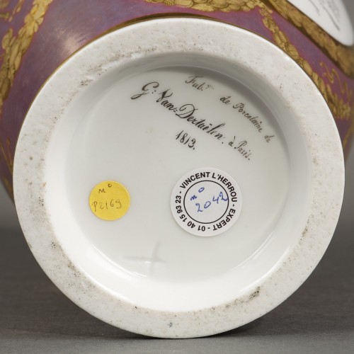 Vverseuse topographique en porcelaine de Van der Taelen à Paris daté 1813 - Empire