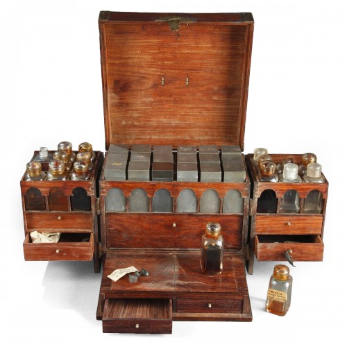 French ship's medicine cabinet in precious exotic wood 18th century