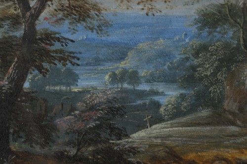 Tableaux et dessins Dessin, Aquarelle & Pastel - Simon-Mathurin Lantara (1729 1778), Gouache sur papier représentant un paysage