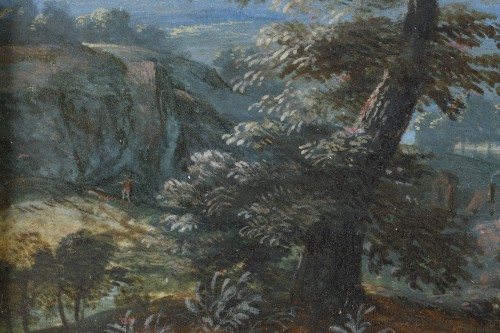 Simon-Mathurin Lantara (1729 1778), Gouache sur papier représentant un paysage - Galerie Théorème