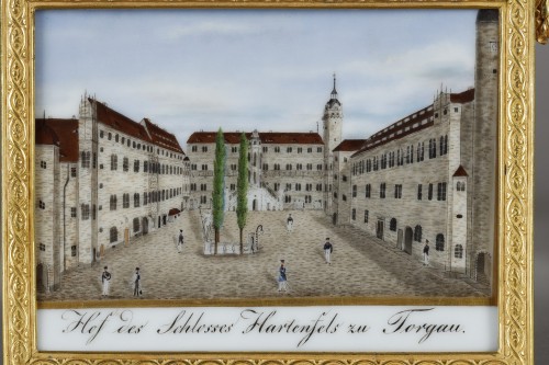 Plaque Thuringe représentant le château de Torgau début XIXe siècle - Céramiques, Porcelaines Style 