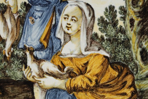 XVIIIe siècle - Plaque en faïence de Castelli milieu du XVIIIe siècle