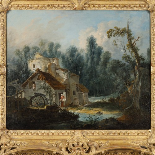 Nicolas-Jacques Julliard (1719-1790) Paysage au moulin vers 1745-1755 - Tableaux et dessins Style Louis XV