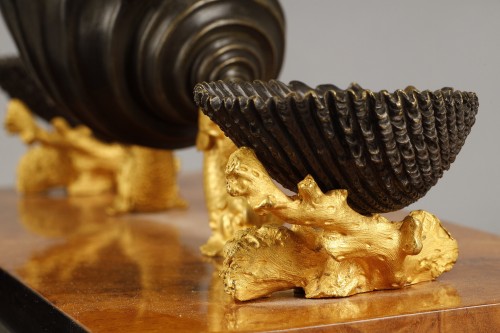 Ecritoire en loupe citronnier, bronzes de Claude Galle, vers 1814 - Galerie Théorème