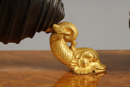 XIXe siècle - Ecritoire en loupe citronnier, bronzes de Claude Galle, vers 1814