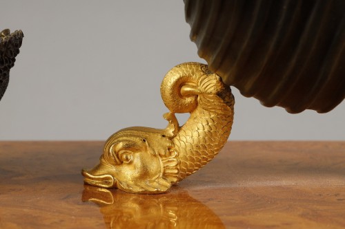 Ecritoire en loupe citronnier, bronzes de Claude Galle, vers 1814 - Empire