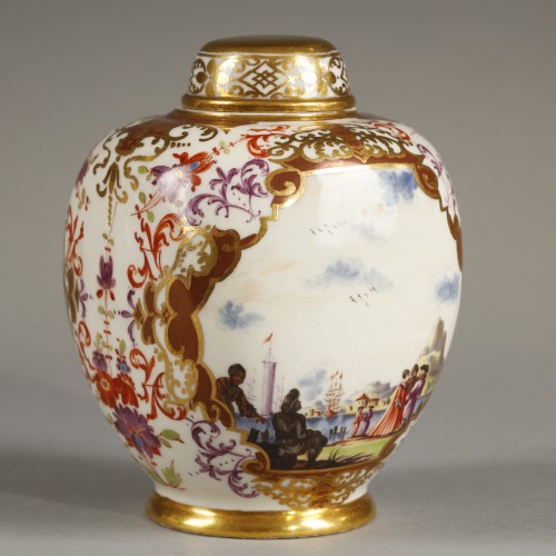  - Boite à thé Meissen, turc et européens, période Höroldt 1728-1730