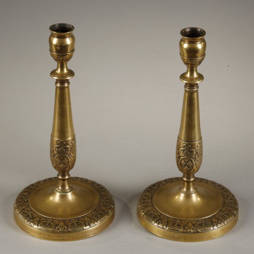 Paire de flambeaux pour la Maison du Roi époque Restauration - Luminaires Style Restauration - Charles X