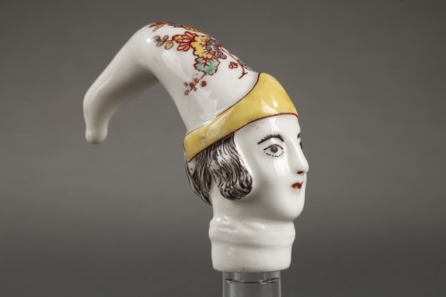 Rare cane knob with Kakiemon decoration, Saint-Cloud 18th century - Porcelain & Faience Style Louis XV