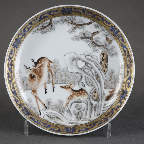 Deer mug and saucer, Yongzheng period (1723-1735) - Asian Works of Art Style 