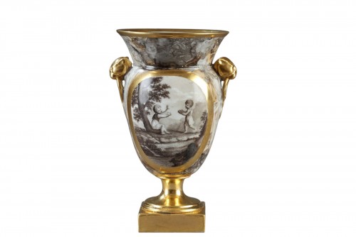Dagoty vase in imitation marble and grisaille scene, Empire period