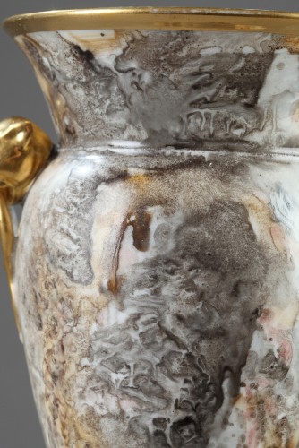 Porcelain & Faience  - Dagoty vase in imitation marble and grisaille scene, Empire period