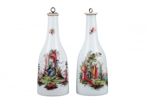 Pair of late 18th century Bohemian opaline bottles