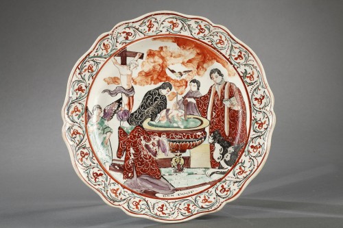 Antiquités - The seven sacraments Delftware late 18th century