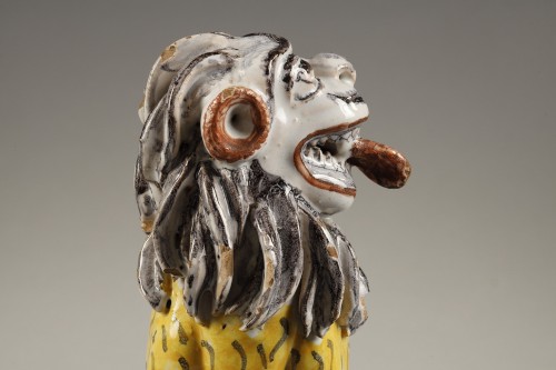 Antiquités - Rouen earthenware Phô dog with lion body 18th century