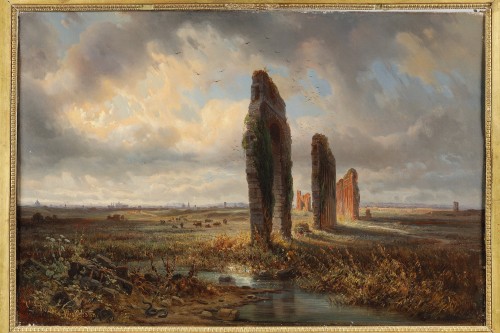 Carl von Haase (1844 - 1913) Vue de l'aqueduc de Claude, 1868 - Tableaux et dessins Style 