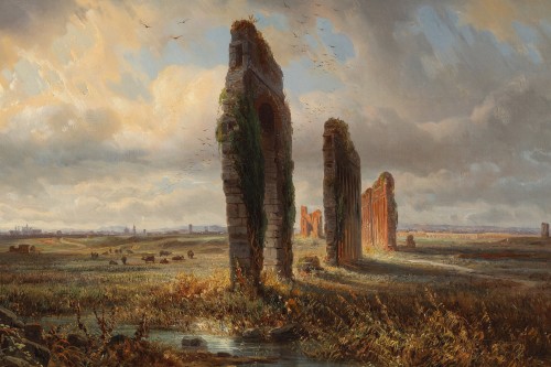 Tableaux et dessins Tableaux XIXe siècle - Carl von Haase (1844 - 1913) Vue de l'aqueduc de Claude, 1868