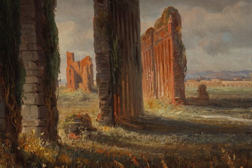 Antiquités - Carl von Haase (1844 - 1913) Vue de l'aqueduc de Claude, 1868