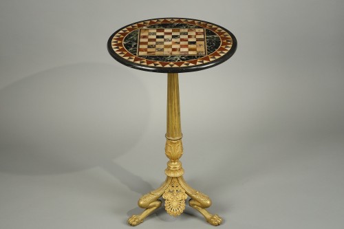 XIXe siècle - Guéridon tripode en bronze et plateau de marbre premier tiers du XIXe siècle