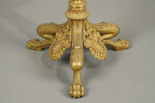 Guéridon tripode en bronze et plateau de marbre premier tiers du XIXe siècle - Louis-Philippe