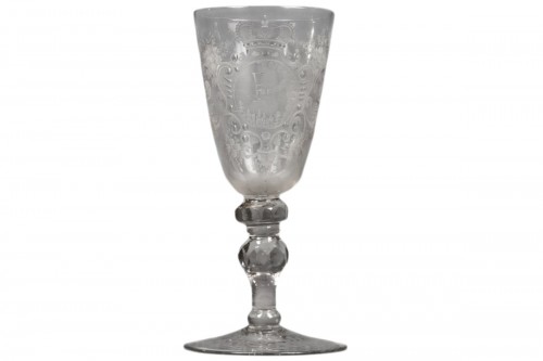 Grand verre gravé à devise, Saxe première moitié XVIIIe siècle