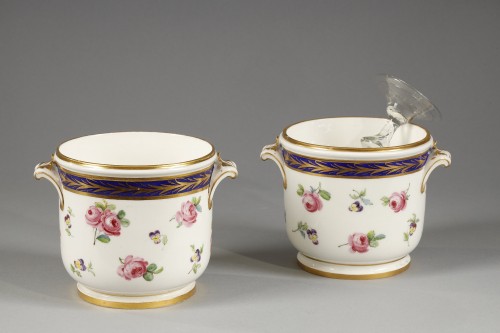 Porcelain & Faience  - Pair of  Sèvressoft paste porcelain coolers circa 1793