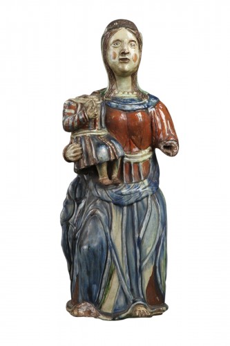Large earthenware Virgin from northern Italy, 16th century.