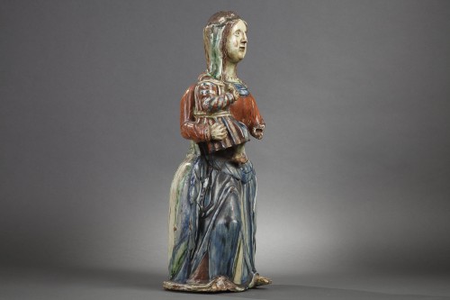 Céramiques, Porcelaines  - Grande Vierge en faïence Italie du Nord XVIe siècle.