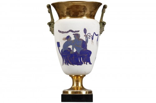 Large Biscuit and Porcelain Vase by Dagoty, Paris – First Empire Period