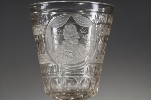 Glass & Crystal  - Large glass with the  portrait of Charles of Bavaria, circa 1742