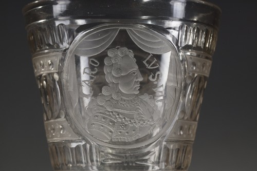 18th century - Large glass with the  portrait of Charles of Bavaria, circa 1742