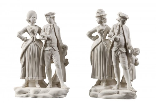 Pair of biscuit porcelain groups from the Royal Manufactory of Ferdinand IV