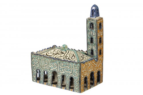 Illuminators’ inkwell in Moroccan faience from Fez, circa