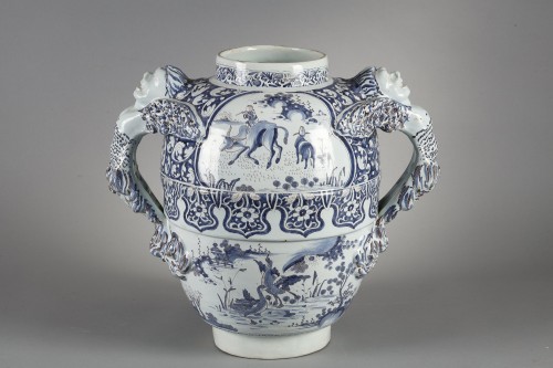 Céramiques, Porcelaines  - Fontaine de table en faïence de Nevers seconde moitié du 17e siècle