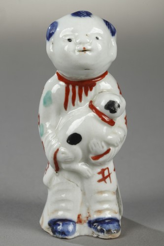 18th century - Japanese wistle in the shape of a little boy, porcelain end of 18th century