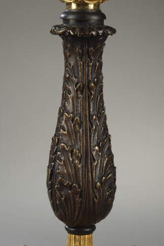 Paire of candlesticks, bronze early 19th century - Lighting Style Restauration - Charles X