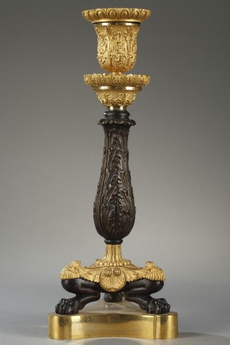 Paire of candlesticks, bronze early 19th century - Restauration - Charles X