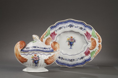 Export ware sauce boat China for Portugese or Brezilian Market 18th cent. - Porcelain & Faience Style 