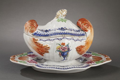 XVIIIe siècle - Saucière Chine de commande pour le Portugal ou Brésil Période Qianlong 1736 - 1795