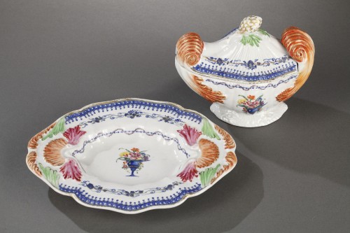 Antiquités - Saucière Chine de commande pour le Portugal ou Brésil Période Qianlong 1736 - 1795