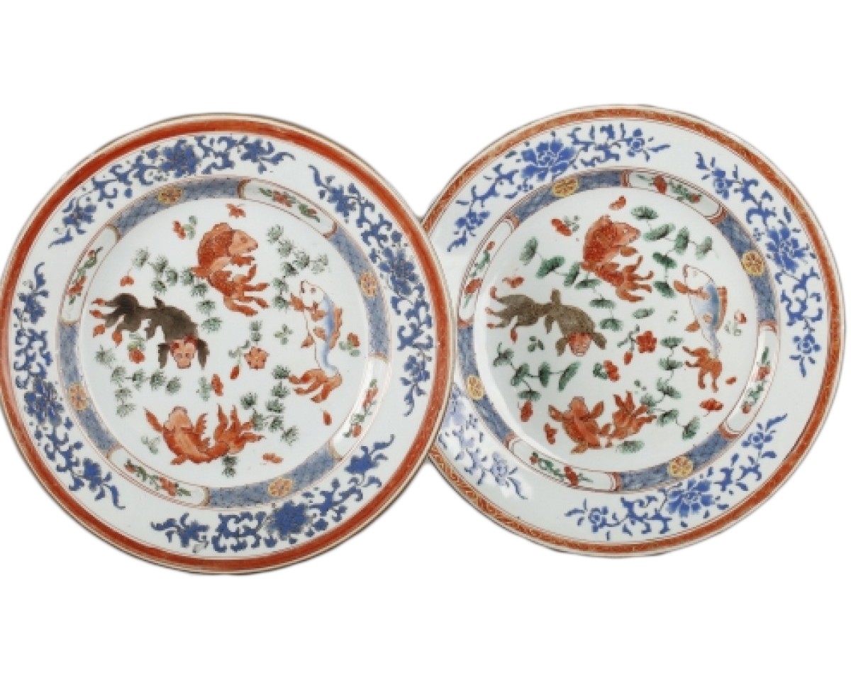 Exportware pair of Chinese plates Yongzheng period 1723 - 1735 ...