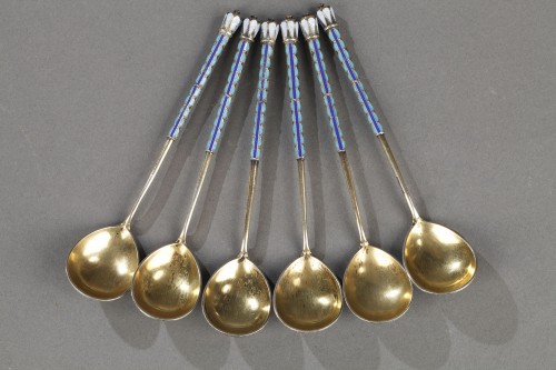 Set of six silver coffee spoons  Russia circa 1889 - silverware & tableware Style 