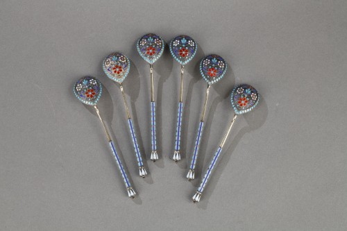 Set of six silver coffee spoons  Russia circa 1889 - 