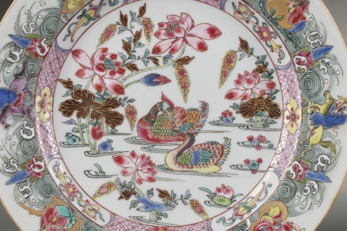CHINA : Two Famille Rose plates Yongzheng 1723 - 1735 - 