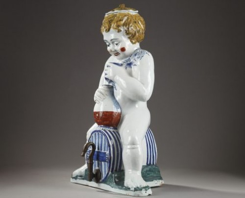 Antiquités - Lille, faience fontain depicting Bacchus, mid 18th century