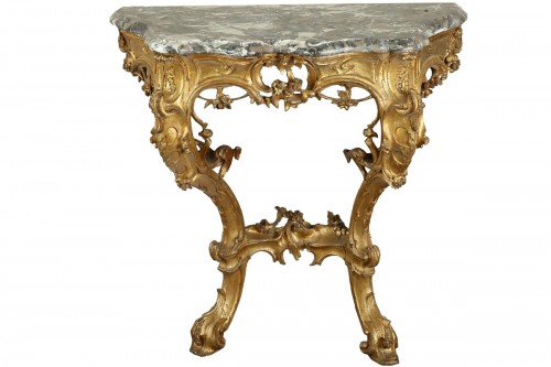 Venice : Wooden console with a marble top, 18th century circa 1750