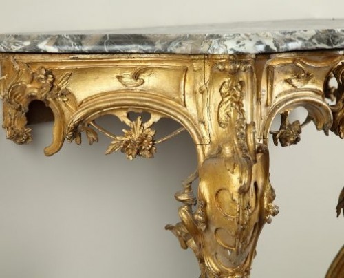 Antiquités - Venice : Wooden console with a marble top, 18th century circa 1750