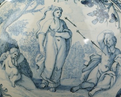 Céramiques, Porcelaines  - Gourde décorée en camaïeu bleu,  faïence de Laterza (Italie) début du 18e siècle