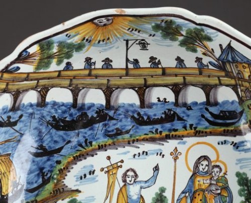 Porcelain & Faience  - Nevers Faïence bowl decorated with the Loire bridge. Circa 1815